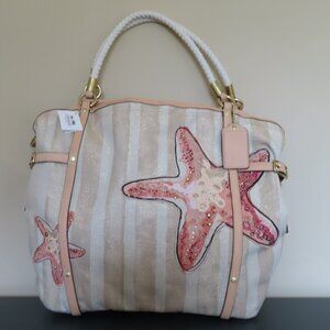 COACH Audrey cinched canvas north/south Starfish Tote 17026 NWT beach bag